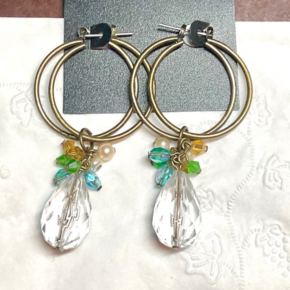Apostle Creations Brass Hoops with Crystals
